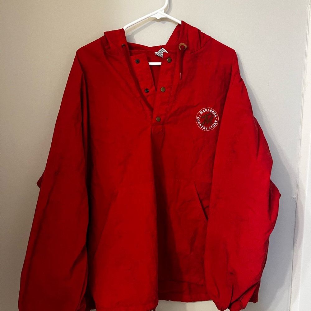 Red Hooded Pullover Jacket